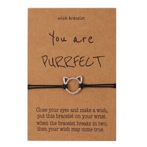 Cat Wish Bracelet “You Are Purrfect” Adjustable Cord  String Friendship Bracelet